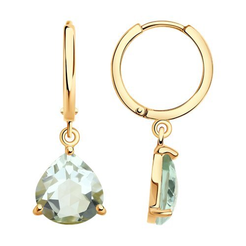 Серьги золотые пробы 585 с празиолитом (Арт.728302)