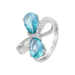 Кольцо из серебра с куб. цирконием и топазом (Арт.pd-r00314-x-w-bu-x-w)