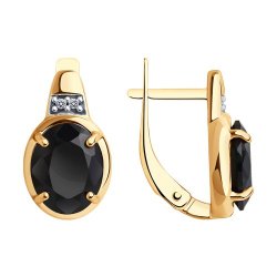 Серьги из золочёного серебра с шпинелью и фианитами (Арт.93-320-01954-1)