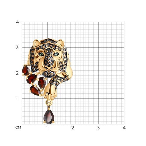 Подвеска золотая пробы 585 с гранатом (Арт.732213)