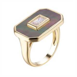Кольцо серебряное с жемчугом и фианитом «Gravity Shine» Fresh Jewelry (арт.PI-R03235-X-L-PNB-X-W)