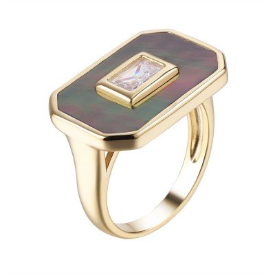 Кольцо серебряное с жемчугом и фианитом «Gravity Shine» Fresh Jewelry (арт.PI-R03235-X-L-PNB-X-W)