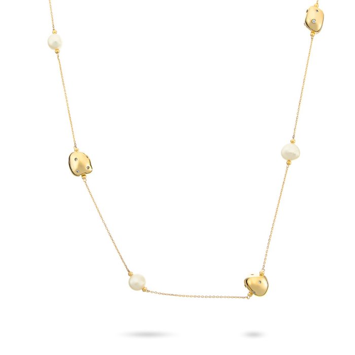 Ожерелье из серебра с жемчугом и куб. цирконием (Арт.rb-n00343-x-l-pn-x-w)