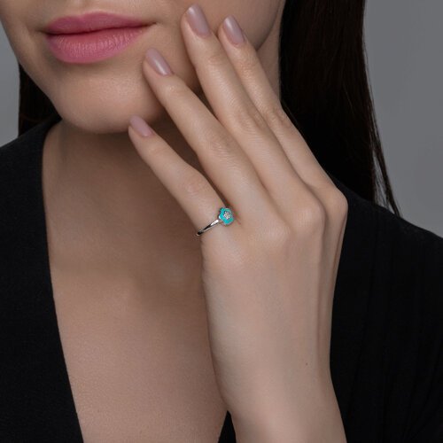 Серебряное кольцо SOKOLOV с фианитами и эмалью «Цветочная нежность» (арт. 94-110-02148-1)