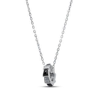 Ожерелье серебряное с ониксом и куб. цирконием «Крылья ночи» MY JEWELS (арт.2512)