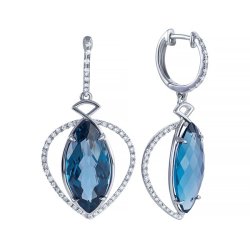 Серьги из белого золота с бриллиантом и топазом (Арт.er-32292_sr_lt_wg)
