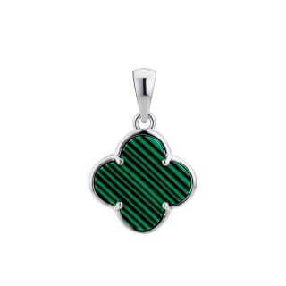 Кулон с малахитом «Lucky Clover» серебро 925 Fresh Jewelry (арт.02028)