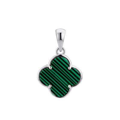 Кулон с малахитом «Lucky Clover» серебро 925 Fresh Jewelry (арт.02028)