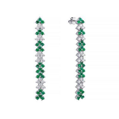 Серьги из белого золота с бриллиантом и изумрудом (Арт.er-34775_sr_em_wg)