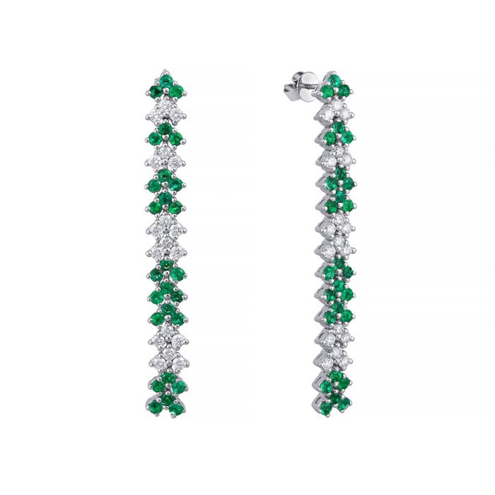 Серьги из белого золота с бриллиантом и изумрудом (Арт.er-34775_sr_em_wg)