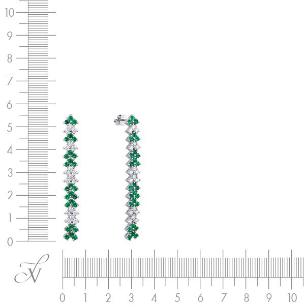 Серьги из белого золота с бриллиантом и изумрудом (Арт.er-34775_sr_em_wg)