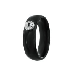 Кольцо из серебра с керамикой и фианитом (Арт.tc-r00692-b-w-b-x-w)