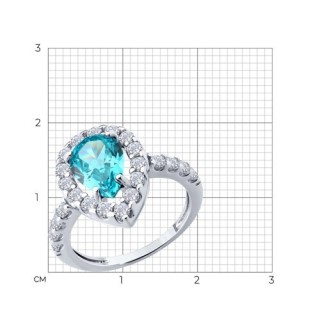 Кольцо из серебра с фианитами «Лазурная капля» Соколов (арт.94014730)
