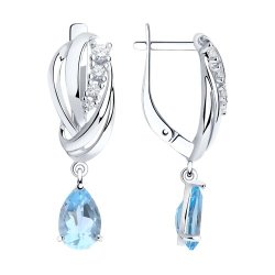 Серьги из серебра с топазами и фианитами (Арт.92022257)