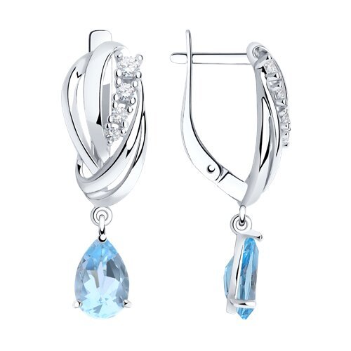 Серьги из серебра с топазами и фианитами (Арт.92022257)