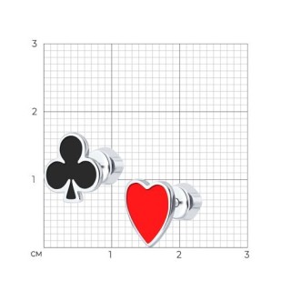 Серьги из серебра с эмалью «Игрок сердца» Соколов (арт.94026459)