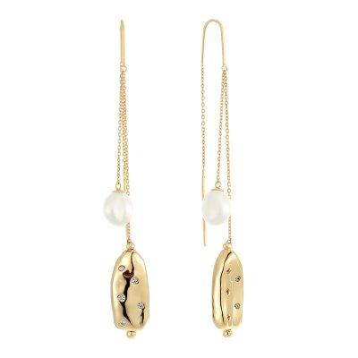 Серьги из серебра с жемчугом и куб. цирконием (Арт.rb-e361-2-x-l-pn-x-w)