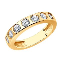 Кольцо из золочёного серебра с фианитами (Арт.93-110-01581-1)
