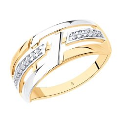 Кольцо из золочёного серебра с фианитами (Арт.93010772)