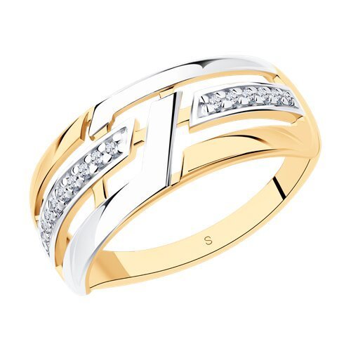Кольцо из золочёного серебра с фианитами (Арт.93010772)