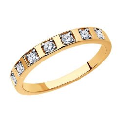 Кольцо из золочёного серебра с фианитами (Арт.93011025)