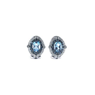 Серьги белое золото с бриллиантами и топазами «Ледяной Овал» Myjewels (арт.S742BTC4WX_SR_DL_BT_WG)