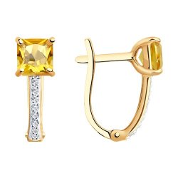 Серьги золотые пробы 375 с цитрином (Арт.37728126)