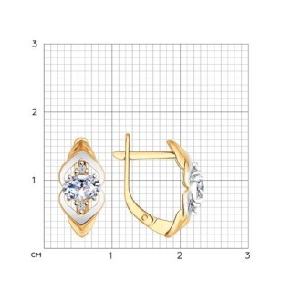 Серьги из золоченого серебра с фианитом «Сияние Лотоса» Соколов (арт.93020718)