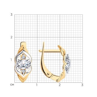 Серьги из золоченого серебра с фианитом «Сияние Лотоса» Соколов (арт.93020718)