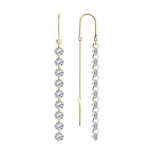 Серьги из золочёного серебра с фианитами (Арт.93021065)