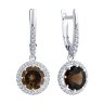 Серьги из серебра с раухтопазами и фианитами (Арт.94-321-02052-4)