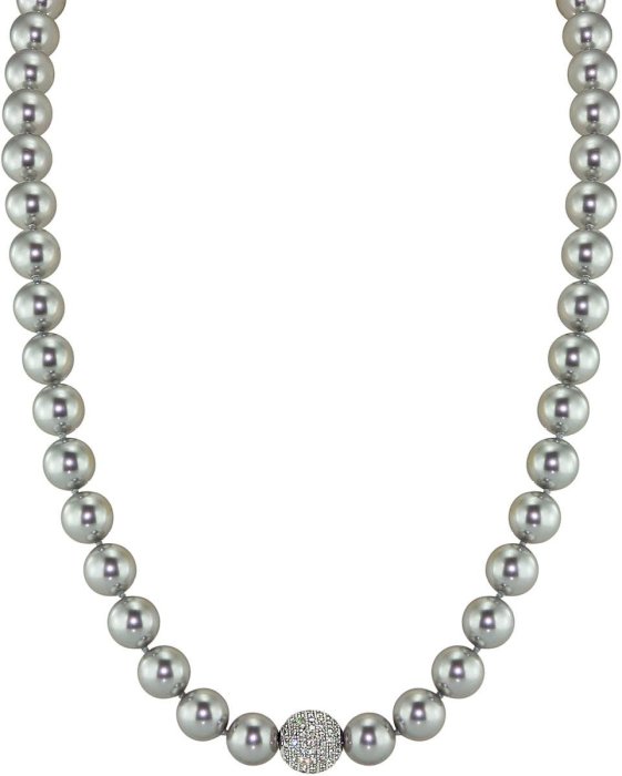 Ожерелье из серебра с жемчугом и куб. цирконием (Арт.91l-sk-28)