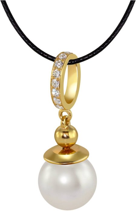 Кулон из серебра с жемчугом и куб. цирконием (Арт.aap-1-b-10-1-g)