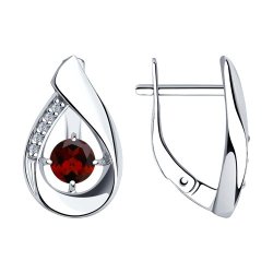 Серьги из серебра с гранатами и фианитами (Арт.94-320-00695-2)