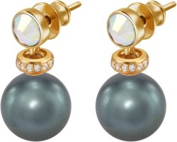 Серьги из серебра с жемчугом и кристаллом swarovski (Арт.abs-3-10-24-g)