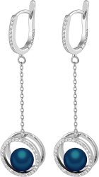 Серьги из серебра с жемчугом и кристаллом swarovski (Арт.ahs-1-8-22-s)