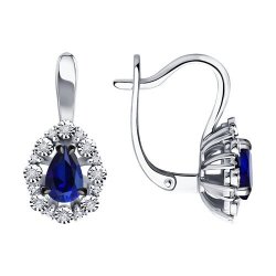 Серьги из белого золота с бриллиантами и сапфирами (Арт.52-220-01948-1)