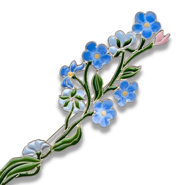 Брошь из серебра Т.Полякова "Незабудки" (Арт.41464)