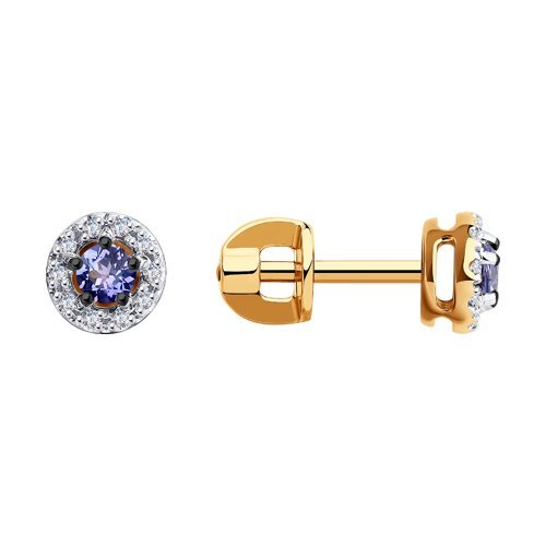 Серьги из золота с бриллиантами и танзанитами (Арт.6024204)