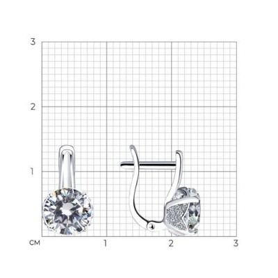 Серьги из серебра с фианитом «Сияние грации» SOKOLOV (арт.94023499)