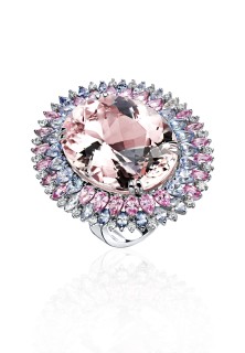 Кольцо с бриллиантами, морганитом и сапфирами «Emotion Aurora» Estet (арт.01К6714654-1)