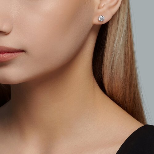 Серьги из серебра с фианитами (Арт.94025227)