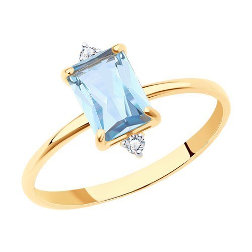 Кольцо золотое с топазом и фианитами «Небесный Призм» Соколов (арт.716150)