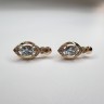 Серьги золото с топазом и фианитами «Морской Овал» Estet (арт.01С3115350-1)