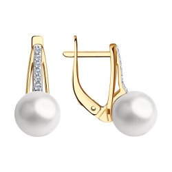Серьги золотые пробы 585 с жемчугом (Арт.792355) Серьги золотые пробы 585 с жемчугом (Арт.792355)
