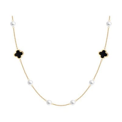 Колье золотое пробы 585 с миксом камней (Арт.797109)