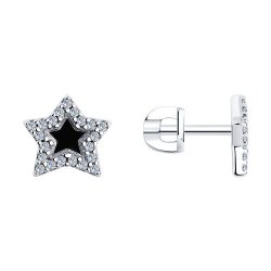 Серьги из серебра с фианитами и эмалью (Арт.94026045)