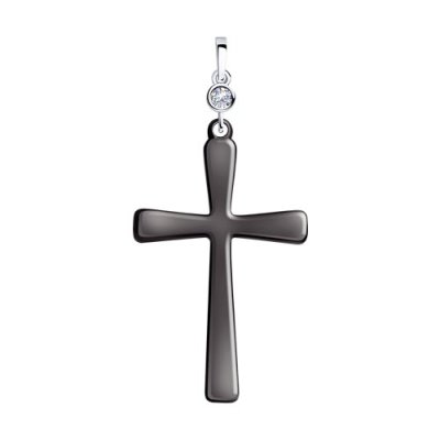 Подвеска из серебра с керамической вставкой и фианитом (Арт.94032504)