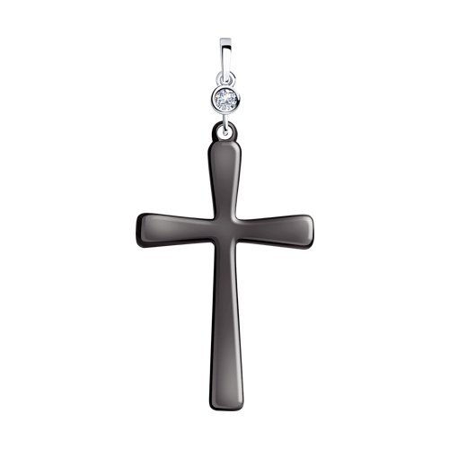 Подвеска из серебра с керамической вставкой и фианитом (Арт.94032504)