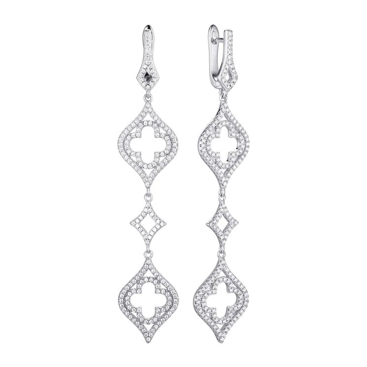 Серьги из серебра с фианитом (Арт.cz-e02936-x-w-x-x-w)